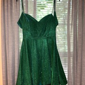 City Studio Green Spaghetti Strap Fit and Flare Mini Dress